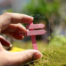10pcs/Set Mini Wooden Road Sign Decor, Suitable For Fairy Garden, DIY Potted Plants And Succulents Decoration, Freestanding Mini Fence Posts, Multi-Color Options - Multicolor - View 7