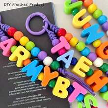 50/100颗什锦彩色字母3D珠子 - 包括数字珠子和字母珠子 - 适合DIY珠宝制作，例如包链、腰链、手机链和其他饰品