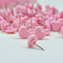 50/100枚可爱粉色心形图钉，心形图钉，DIY装饰配件，情人节礼物包装用品，节日设计工艺配件 - 彩色 - 查看 4