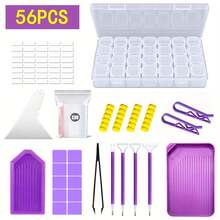 18/29/56-Piece Diamond Painting Tools And Accessories Set, Including Cross-Stitch Tools, Diamond Pens, Tweezers, Drilling Clay, Dot Pens, Plastic Trays And Diamond Painting Accessories - Multicolor - View 17