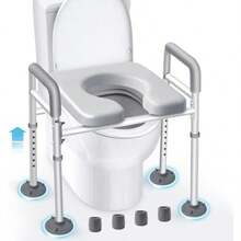 Eoprim -Elevadores de asiento de inodoro para personas mayores,con asas,altura de asiento de inodoro ajustable, Asiento de inodoro adecuado para personas mayores, discapacitadas y mujeres embarazadas ()(Gris) - Multicolor - Ver 1