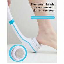 Waterproof Electric Shower Brush With Long Double-Handle Power Multi-Head Rechargeable 2 Speed Settings For Cleaning Exfoliation And Skin Massage Ideal For Children - trắng - Xem 3