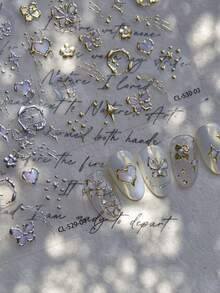 2 Pieces Of Valentine's Day Embossed Nail Art Stickers Y2K Retro European Hot Stamping And Hot Silver Masonry Enamel Butterfly And Flower Shooting Star Love Art Pattern Y2K Nail Art Decoration Stickers Suitable For Nails/Mobile Phone Cases/Book Packaging Girly Heart Nail Art Design Holiday Gift DIY Handmade Decoration Stickers - Multicolor - View 10