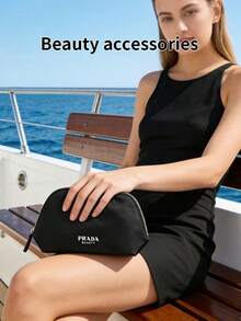 Prada Czarna, przenośna, minimalistyczna kosmetyczka, odpowiednia do podróży - Czarne - Zobacz 4