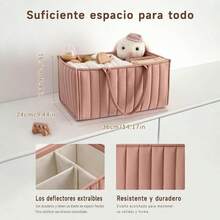 Organizador de Caja de Pañales para Elegante Cesta para Pañales Cesta de pañales para Lista de regalos para recién nacidos y Suministros básicos Rosa pálido - Rosa plido-0 - Ver 6