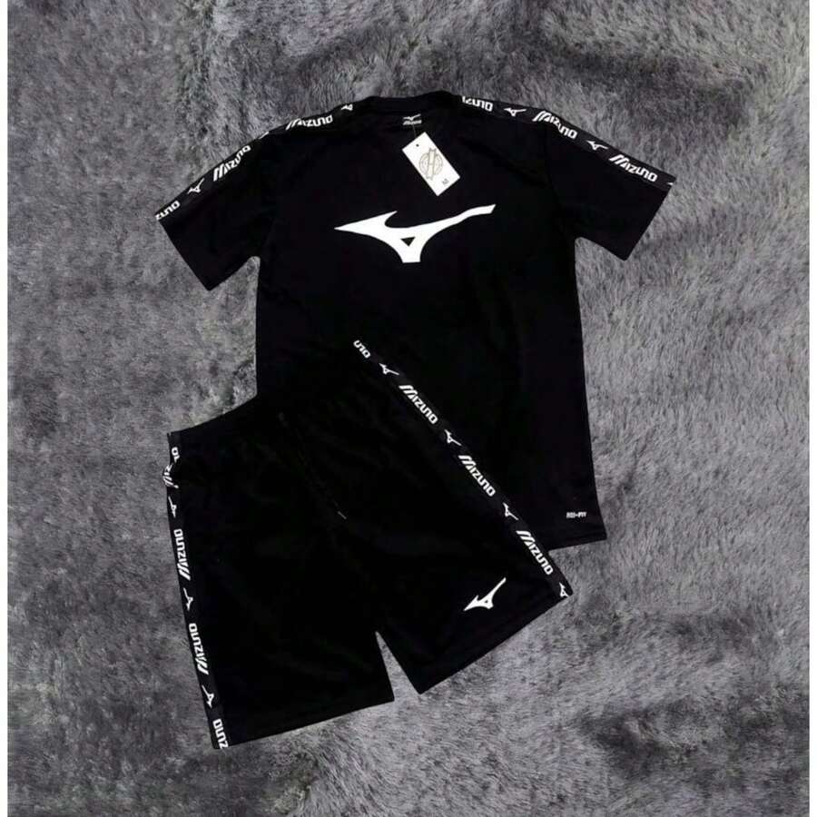 Men's Dry-Fit Shirt And Shorts Set - Black - View 1