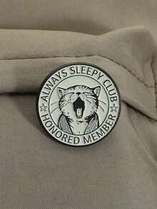 QTHOPE 瞌睡猫胸针，打哈欠的猫形徽章，ALWAYSSLEEPYCLUB 懒人装饰 - 貓 - 查看 6