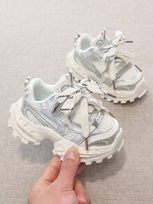 1 Pair 2026 New Children's Mecha Sports Shoes, Boys & Girls Mesh Chunky Sneakers, Soft Sole Non-Slip Functional Shoes, Toddler Walking Shoes, Fashionable Thick-Soled Casual Shoes - Beige - View 7