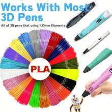 PLA 3D打印笔线材 3D打印线材 PLA 1.75mm 3米 40色 耐高温 不会堵塞笔尖 成分为玉米淀粉，即使吞食也无害 随机不重复颜色。 - 彩色 - 查看 5