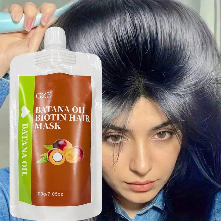 GZE 巴塔纳油和生物素深层修护发膜 - 200克，密集护理，适合干性、受损发质 - 蕴含天然巴塔纳果油和角蛋白 - 彩色 - 查看 1