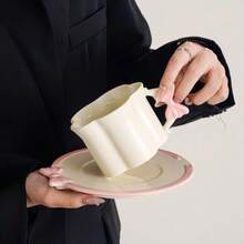 1 Set French Hand-Painted Bow Coffee Cup & Saucer Set, 3D Embossed Underglaze Ceramic, Suitable For Coffee, Afternoon Tea, Snacks, Daily Use, Home, Office, Gifts, Holidays - Multicolor - View 10