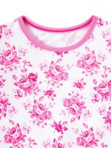 MOSSRIVER Baby Girls Pink Bow And Floral Print Long Sleeve Tee & Pants Set - Sweet Mother's Day/Father's Day Outfit - Màu Hồng baby - Xem 5
