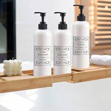 2/3 piezas Botellas dispensadoras de plástico recargables de 500ml con 6/8/12 etiquetas, aptas para jabón de platos/champú/jabón de manos/acondicionador/loción/gel de baño/limpiador facial, se pueden usar como regalos o decoraciones navideñas