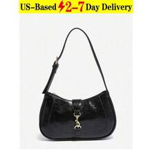 Novachic 1pc Retro Minimalist Hook Decor Adjustable Shoulder Strap Crescent Shape Bag Suitable For Date Outing Party Small Bags - Negro - Ver 2