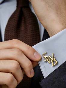 Customized Initial Cufflinks, Premium Cufflinks, Groom Jewelry, Wedding Gift, Perfect Boyfriend Gift, Valentine's Day Gift, Birthday Gift, Christmas Gift, Halloween Gift, New Year Gift - Gold-style 2 - View 8