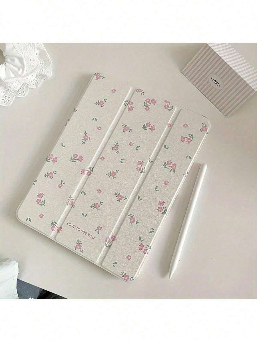 镜面花卉图案二合一亚克力镜面三折支架保护套，适用于 iPad 10.2/Air4/5/Pro11/10th/10.9/9.7 - 彩色 - 查看 1