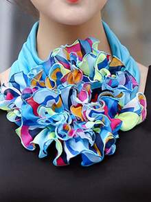 1件纯色欧美风百搭高领围巾，时尚女士复古装饰围巾，适合春夏穿着，也适合舞蹈、连衣裙和圣诞装饰等场合。 - 黑色 - 查看 14