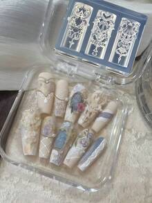 Baroque Vintage Floral Pattern French Window Flower Relief Nail Art Mold, DIY Nail Art Mold - Clear - View 3