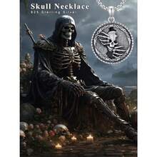 Collar cruz hombre plata collar gótico hombre collar esqueleto memento mori colgante moneda cruz halloween esqueletos punk joyería - como en la foto - Ver 7