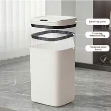 Senmeo 1PC Smart Detector Trash Can, Touchless Wastebasket,  Auto On/Off, Sealed With Lid For Odor Prevention, Silent Shutoff, Multiple Capacity Options (12/16L), Ideal For Kitchen, Bathroom, Living Room, Office - Battery Operated (AA), No Batteries Included - 白色 - 查看 12