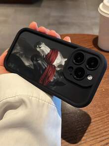 1件装个性化艺术红色挂绳黑白马图案加厚防震全包软壳手机壳，兼容 11/12/13/14/15/16/17 Pro Max - 彩色 - 查看 3