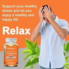L-Theanine Dietary Supplement - With 200 Mg Of L-Theanine And 100 Mg Of N-Acetylcysteine ​​(NAC) - Supports Cardiovascular Health, Relieves Stress - 120 Capsules, 60-Day Supply - 1瓶 - 查看 6