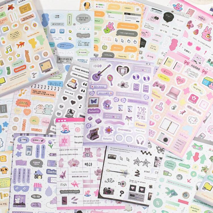 20 Sheets/Book Sticker Book, Healing Notes Series, Delicate Cartoon Graffiti Style Stickers, Scrapbook Supplies, Notebook Accessories, For Decorating Photo Frames, Computers, Phone Cases, Water Cups, Junk Magazines, Pencil Cases, Suitcases, Desktop Decorative Stickers,Personalized Stickers,School Supplies,Christmas Gifts,Gifts For Women,Brain Rot,Scrap Book Supplies,Cute Stationery Stickers,Scrapbook Supplies Funny Stickers Kindle - Sticker Book - View 2
