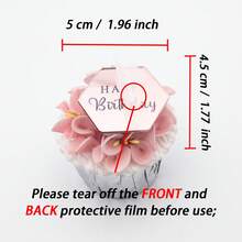 6个六边形生日快乐亚克力纸杯蛋糕装饰插牌 - 彩色 - 查看 5