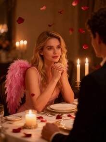 Valentine's Day Cupid Costume Props, Including Red Feather Wings, Heart-Shaped Sunglasses, Bow And Arrow, Halo Headpiece, Suitable For Holiday Events, Theme Parties, Masquerade Photo Props - Multicolor - View 2