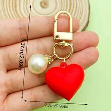 1pc Big Red Heart Shaped Keychain, Bag Charm, Car Key Chain, Suitable For Valentine's Day, Thanksgiving, Mother's Day Gifts, Wallet Pendant - Multicolor - View 6