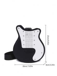 1pc Fashion Guitar Shaped Crossbody Bag | Versatile Colorblock, Adjustable Shoulder Strap Sling Bag | Polyester Lining | Zipper Closure - Multicolor - View 7