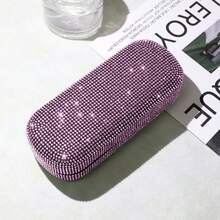 Shiny Diamond Fashion Glasses Storage Box, Hard Shell Eyeglass Case, Pressure Resistant; Portable And Easy To Carry, Suitable For Most Glasses, Can Be Easily Placed In Your Handbag, Unisex Glasses Accessory, Cute Design, Portable Eyeglass Storage Box, PU Material,Room Decor - Multicolor - View 12