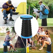 Tragbarer Teleskop-Klapphocker Mit Hoher Tragfähigkeit – Falthocker Für Camping, Angeln & Zuhause, Kompakt & Stabil in Schwarz Für Outdoor- & Indoor-Aktivitäten - Schwarz - Übersicht 3