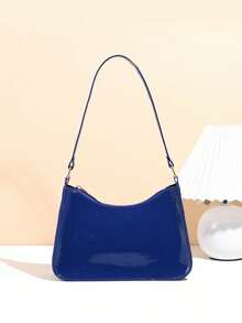 Bolsa Baguete Simples de Debaixo do Braço para Meninas, Salto Alto Versátil e Prático com Desenho de Fivela e Bico Fino para Uso Diário de Meninas - Azul - Visão 7