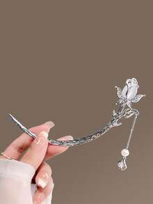 北欧凯尔特风金属新月形发夹头饰配饰，弯月形发夹，女士盘式发夹，复古北欧挪威风格发饰，主题公园装饰头饰，发髻延长器，发夹，发型发夹，女士发饰 - 復古銀色 - 查看 9