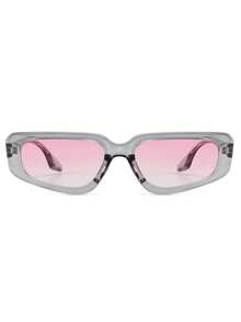 1pc Fashionable Ombre Color Women Fashion Glasses, Item - Translucent Gray/gradient Pink - View 3