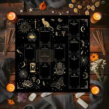 1 件神秘占星塔罗牌祭坛布 - 星座符号桌垫，适用于塔罗牌占卜，手工编织的灵性装饰礼品，适合塔罗牌爱好者和冥想空间布置，神秘设计，耐用桌布，精湛工艺 - 黑色 - 查看 7