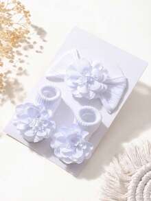 1 قطعة شريط رأس لطيف ولين بألوان الحلوى + زوج واحد من جوارب أطفال لطيفة مانعة للانزلاق بألوان الحلوى للزحف والمشي اليومي، بدون بطاقة ورقية - متعدد الألوان - مشاهدة 12