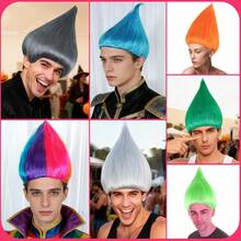 Fashion Short Straight Synthetic Wig, Colors Include Red, Pink, Green, Purple, Orange, Blue, Yellow, Gray, Silver, Suitable For Holiday Fashion Looks, Adjustable Pixie Doll Wig, Fit For Women And Men Anime Cosplay, Soft Colors Suitable For St. Patrick's Day, Fit For All Ages, One Size Fits All (Production Batches May Vary In Hairstyle Fixation, Please Be Cautious When Taking Photos) - Multicolor - View 2