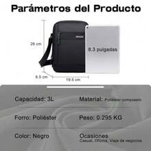 CYPNBolso bandolera cruzado para hombre pequeño 3L resistente al agua con múltiples bolsillos compatible con iPad Mini de hasta 8.3" para celular oficina y uso casual color negro.Fashion - 219839877 - Ver 3