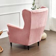 Wing Chair Slipcover, 2-Piece Chair Covers With Simple Style Stretch Wing Chair Cushion Chair Cover Slipcovers Tiger Stool Plush Chair Cover For Home, Bedroom, Living Room And Dining Room - Hồng - Xem 6