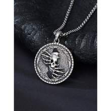 Collar cruz hombre plata collar gótico hombre collar esqueleto memento mori colgante moneda cruz halloween esqueletos punk joyería - como en la foto - Ver 1