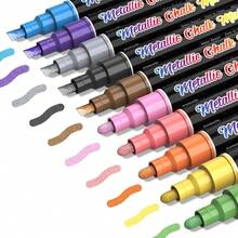 Liquid Erasable Chalk Markers Pens - 12 Colors Washable & Wet Erase Neon Makers For Blackboard, Chalkboard Signs, Glass Window, Graduation Celebration School Art - 10 Metallic Colors - View 8