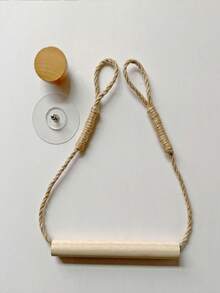 Handmade Wooden Stick & Rope Tissue Paper Holder, Creative Personalized Toilet Paper Dispenser For Home, Hotel, Motel