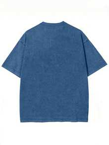 1pc Men' & Women' Y2K Vintage Tiger & Flower Print T-Shirt - Loose Fit Short Sleeve Round Neck Tee Suitable For Summer, Casual Streetwear With Tiger Flower, Machine Washable Loose Fit Top (Unisex)Mens Clothes Shirts - 藏蓝色 - 查看 3