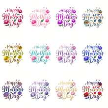 12pcs Set Mothers Day Colorful Flowers Picture Mug Stickers, Slim Glass Cup UV DTF Colorful Design High-Adhesive High Quality DIY Art Supplies For Art & Crafts Stickers Tumblers Happy Mothers Day - Multicolor - View 7