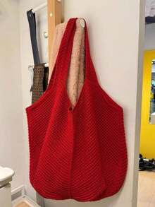 Yogodlns 轻便休闲镂空编织购物钩编包，大容量手提袋，适合旅行、户外活动和上学。多功能厨房收纳网袋，适合海滩度假或轻松携带，母亲节礼物之选。 - 紅色 - 查看 7