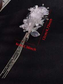 1件优雅花朵网纱流苏发夹，精致侧刘海发夹，新娘发饰，百搭发饰，节日礼物 - 1pcs白色 - 查看 5