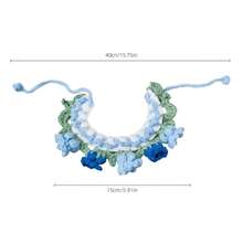 Handmade Knitted Pet Collar & Hat Set, Soft Yarn, Flower Design, Cat & Dog Accessories, Photo Props