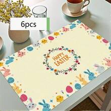 Bộ 100/2/4/6/8/300 tấm lót bàn ăn cao cấp, với thiết kế họa tiết thỏ Phục Sinh tối giản hiện đại. Kích thước: 30*45 cm, nhiều mẫu mã để lựa chọn, phù hợp cho bữa ăn Phục Sinh và trang trí nhà cửa. - Nhiều màu - Xem 23